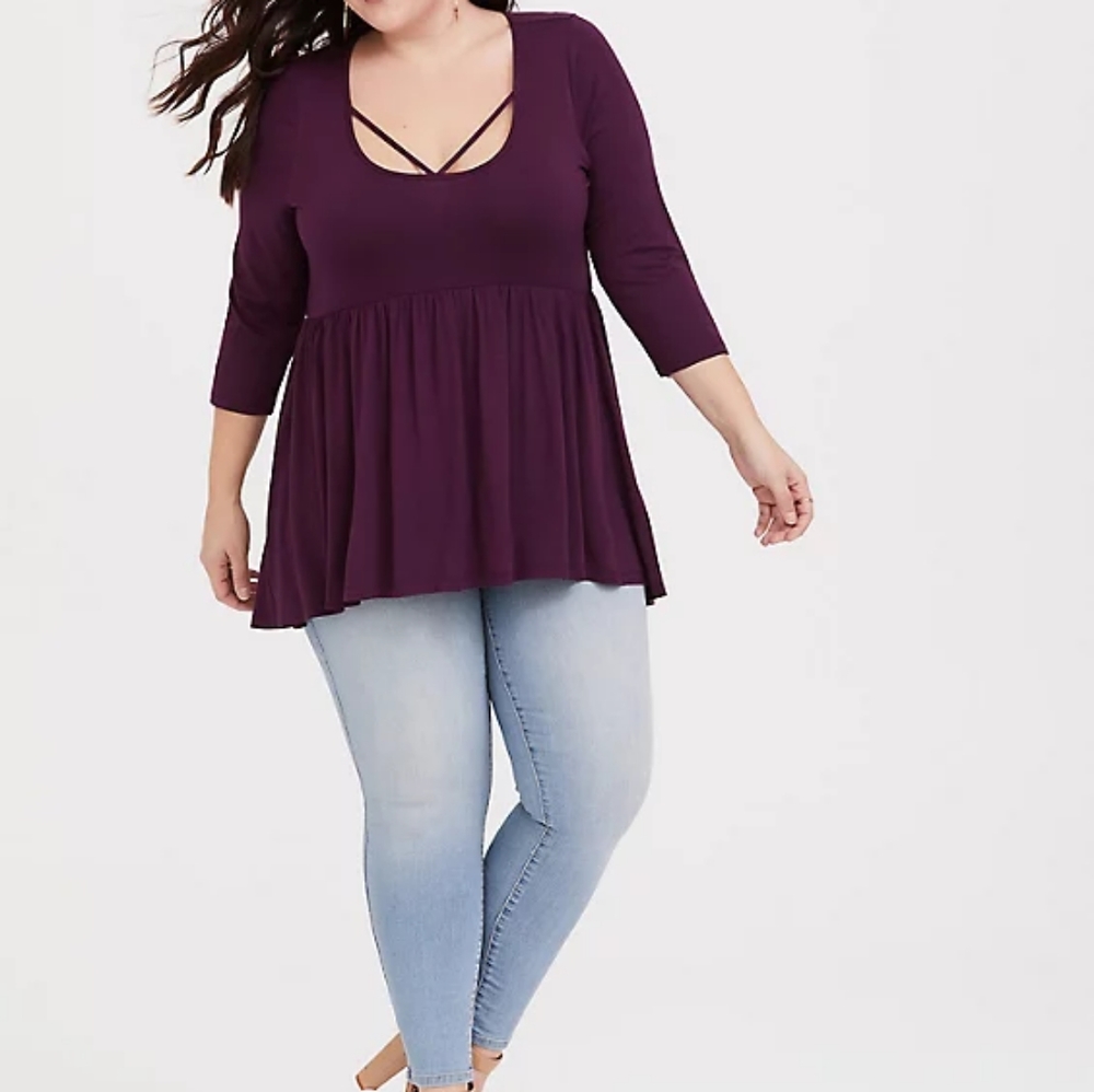 Torrid Grape Super Soft Strappy Babydoll Top